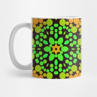 Dot Mandala Flower Green Orange and Blue Mug